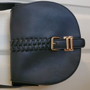 Black faux leather cross body bag